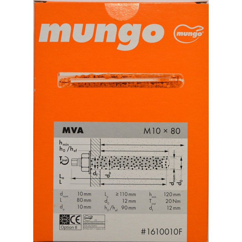 , 10 ampoules de scellement chimique MVA10 Mungo, MUNGO, Croque Montagne