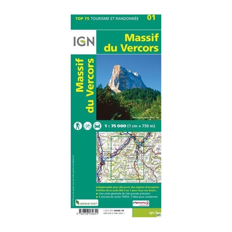 vercors carte ign, Carte vercors topographique IGN TOP 75 Massif du Vercors, IGN, Croque Montagne